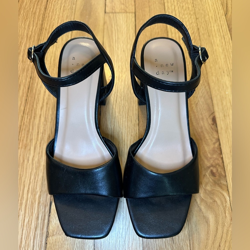 A New Day Black Strappy Heels